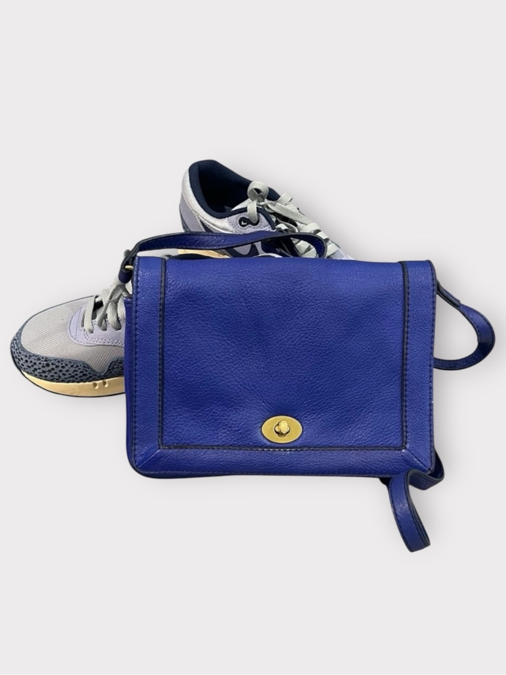 J.Crew 100% Leather Crossbody Bag | Blue Gold Hardware | Style 63033